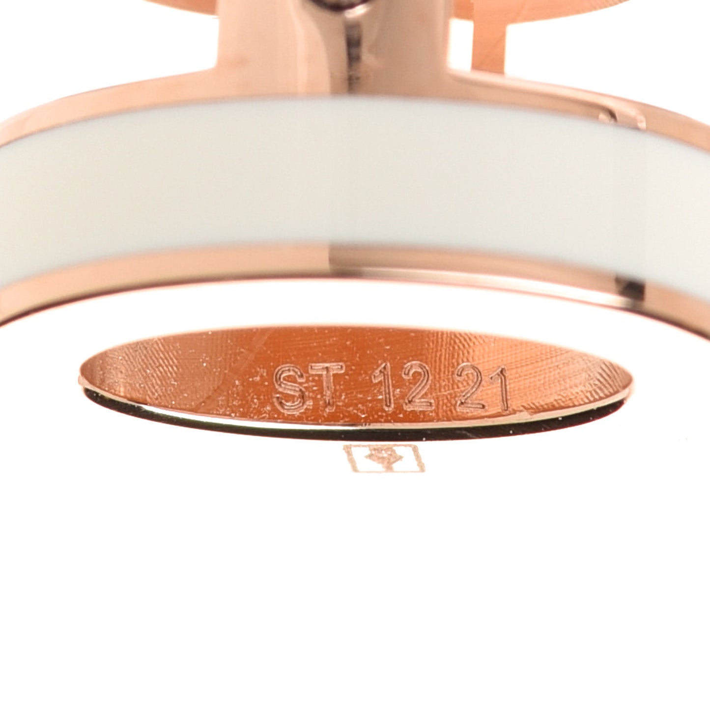 Rose Gold Lacquered Mini Pop H Earrings White
