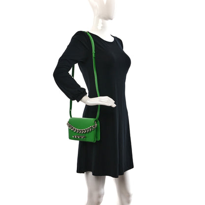 Alexander McQueen Calfskin Four Ring Knuckle Mini Chain Clutch Acid Green 3 of 9