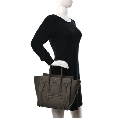 Celine Drummed Calfskin Micro Luggage Souris 2 of 8