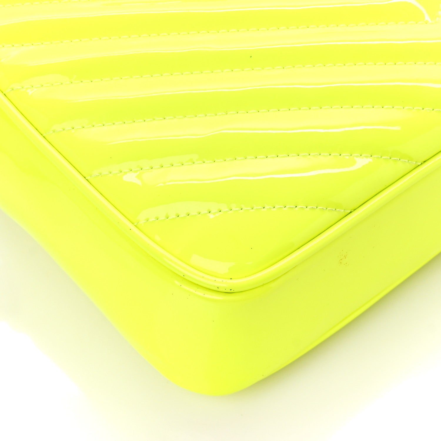 Saint Laurent Patent Calfskin Matelasse Monogram Lou Camera Bag Neon Yellow 9 of 13