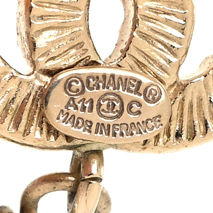 Chanel Crystal Pearl CC Drop Earrings Gold 4 of 4