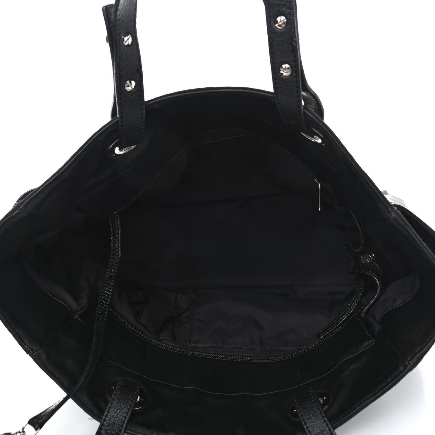 Coated Canvas Quilted Large Paris Biarritz Tote Black