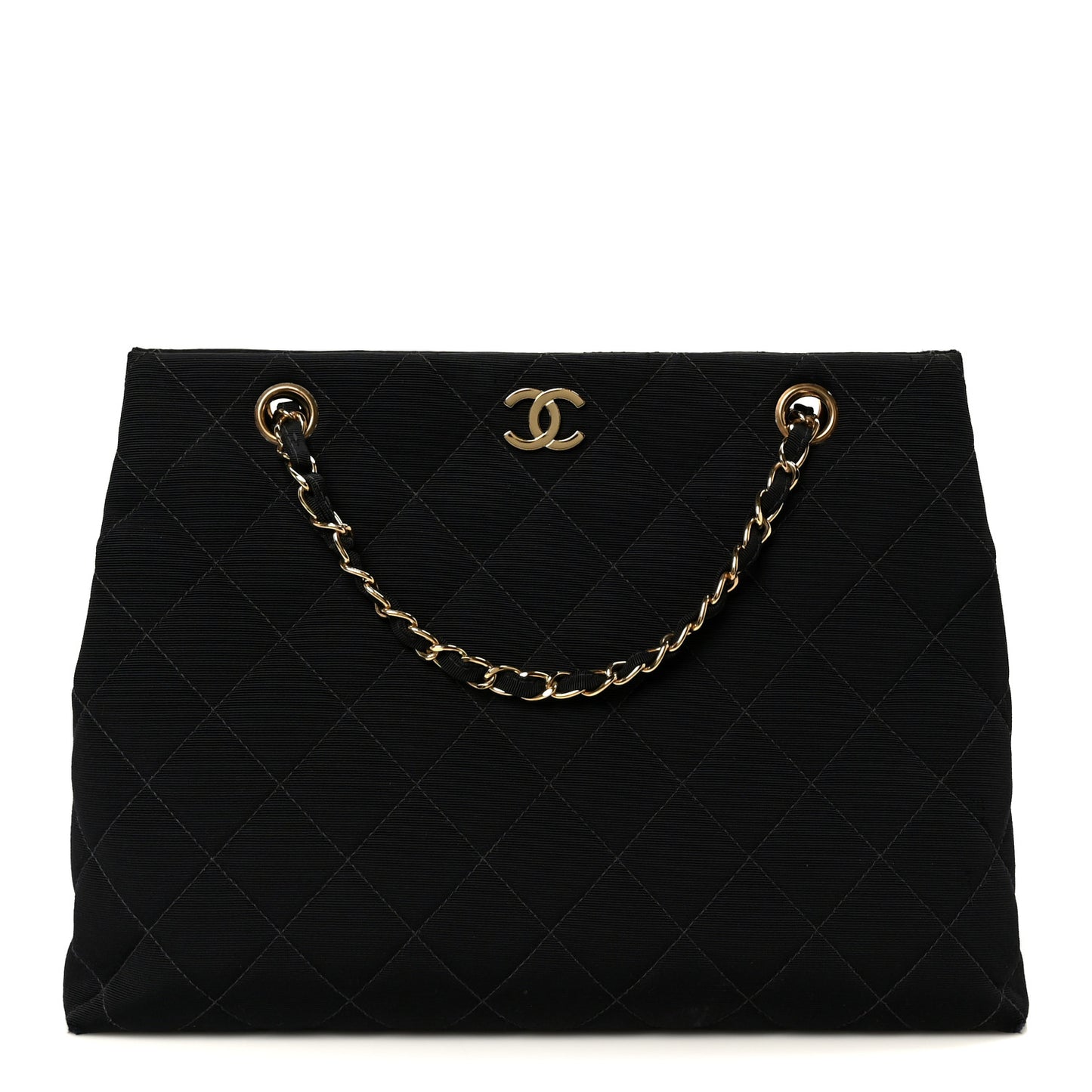 Grosgrain Quilted Shopper Tote Black