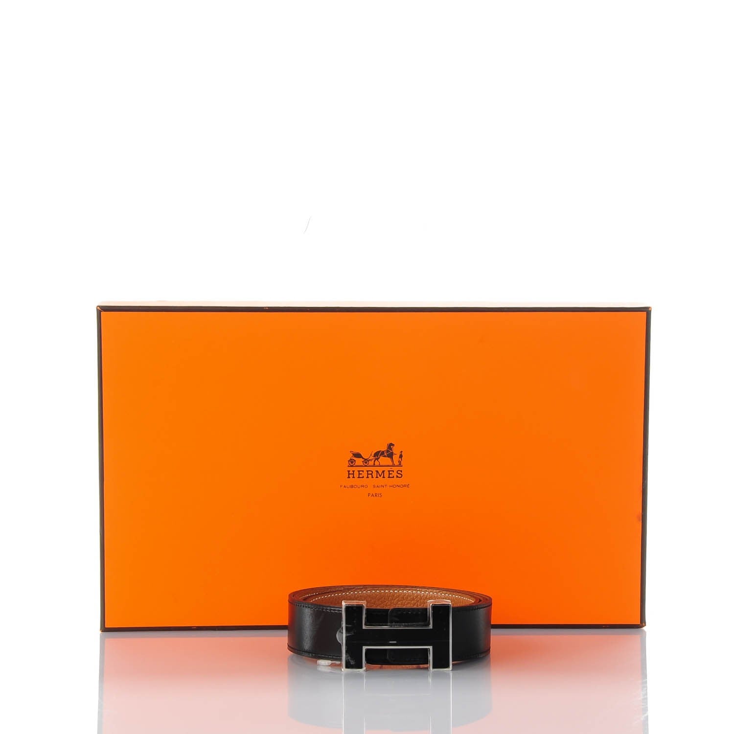 Hermes Box Togo 32mm Quizz H Belt 85 Black Gold 6 of 11