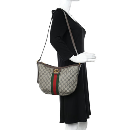 Gucci GG Supreme Monogram Web Small Ophidia Half Moon Hobo Brown 2 of 10