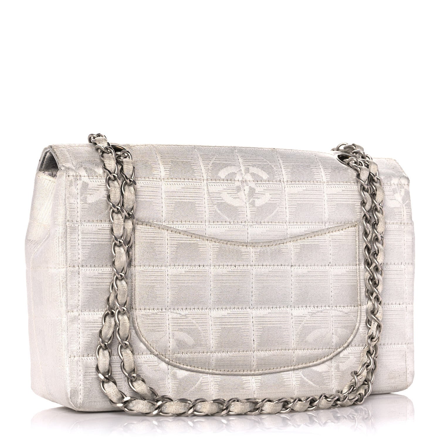 Chanel Metallic Nylon Medium Travel Flap Light Silver 3 of 16