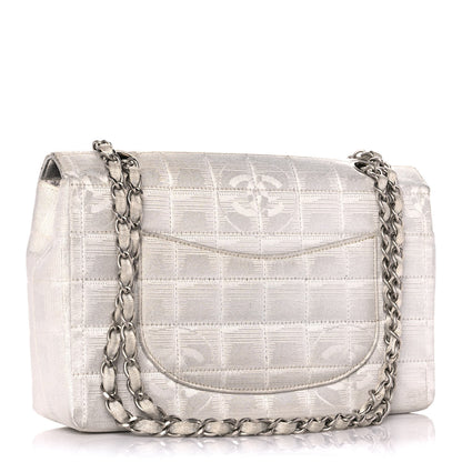 Chanel Metallic Nylon Medium Travel Flap Light Silver 3 of 16