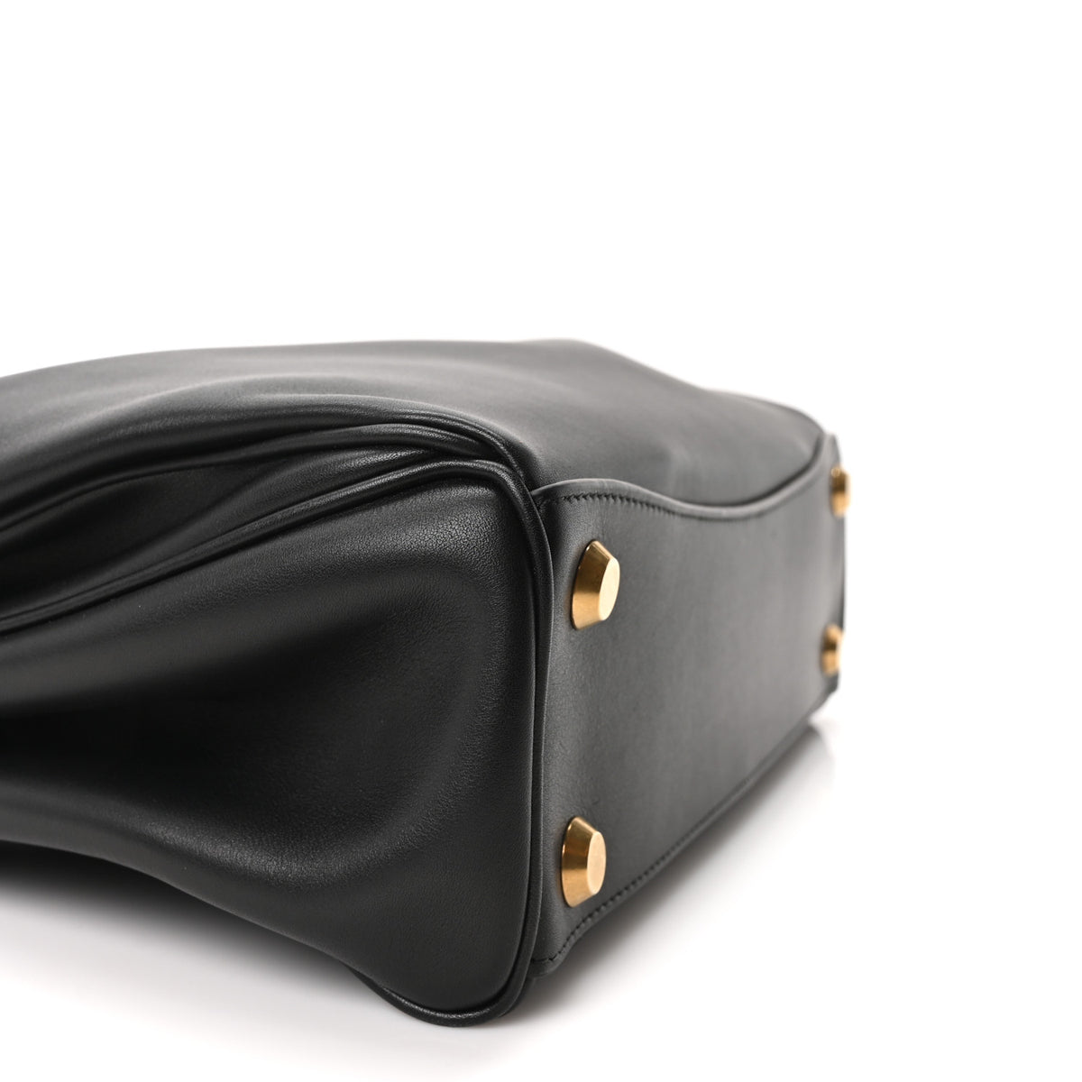 Natural Smooth Calfskin Small Rodeo Top Handle Handbag Black