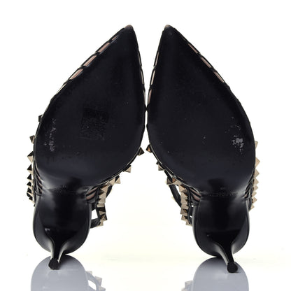 Valentino Garavani Calfskin Nappa Boudoir Rockstud Ankle Strap 100mm Pumps 38 Rose Cannelle Black 6 of 9