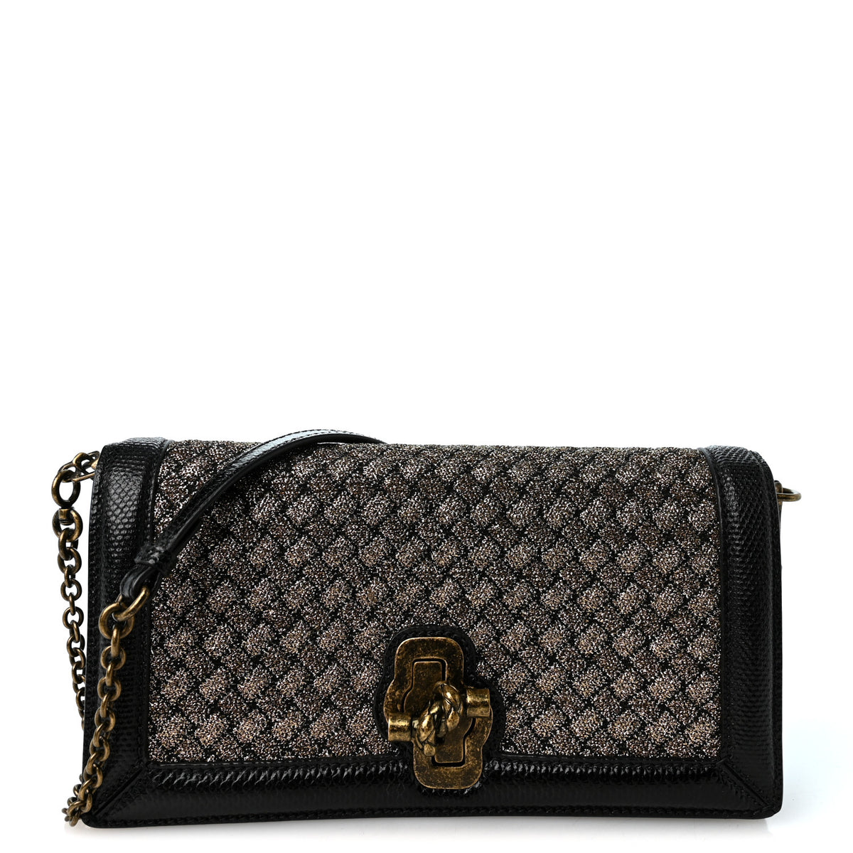 Metallic Wool Woven Patent Ayers Olimpia Knot Gold Black