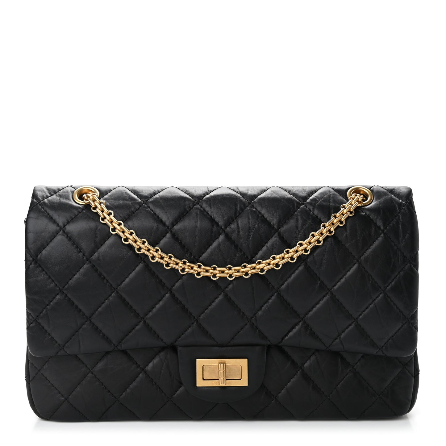 Aged Calfskin Quilted 2.55 Reissue 227 Flap Black