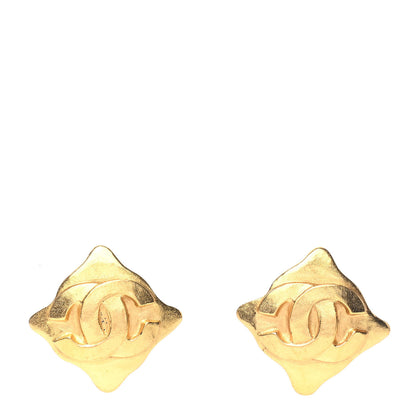 Chanel CC Diamond Shaped Clip On Earrings Gold 1 of 4