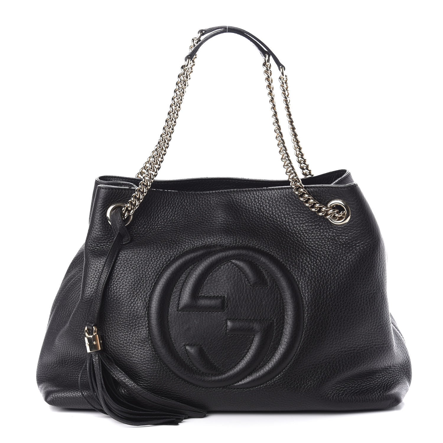 Gucci Pebbled Calfskin Medium Soho Chain Shoulder Bag Black 1 of 11