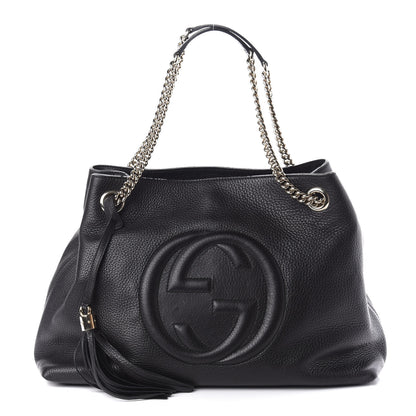 Gucci Pebbled Calfskin Medium Soho Chain Shoulder Bag Black 1 of 11
