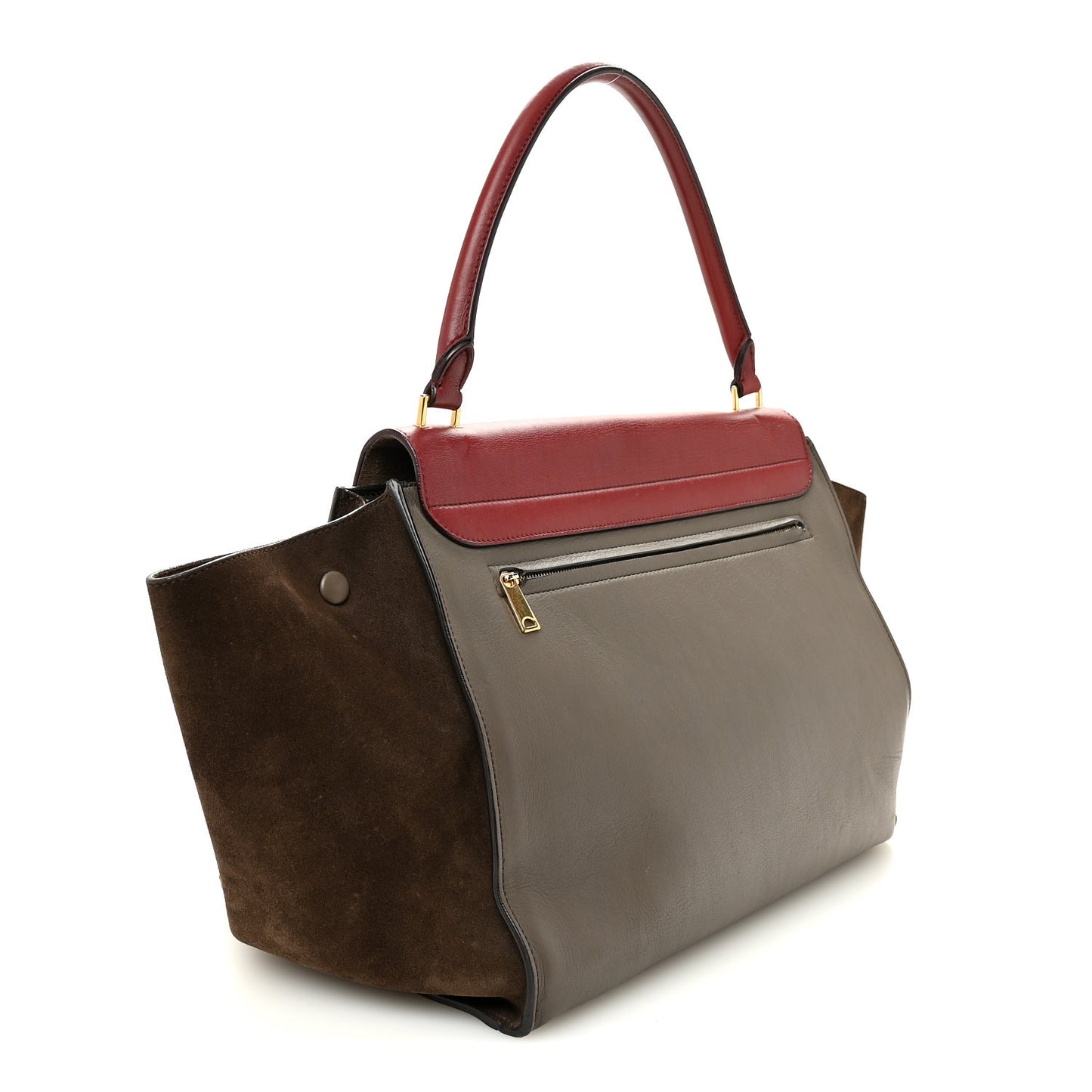 Calfskin Suede Large Tri-color Trapeze Taupe