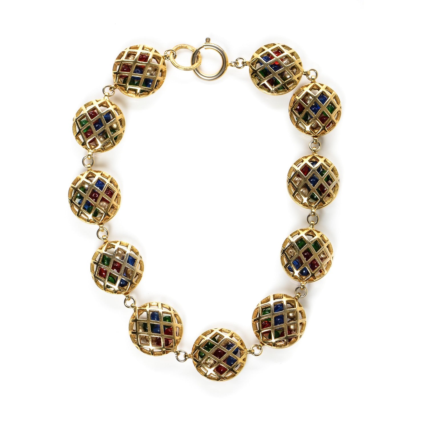 Chanel Gripoix Caged Necklace Gold 1 of 5