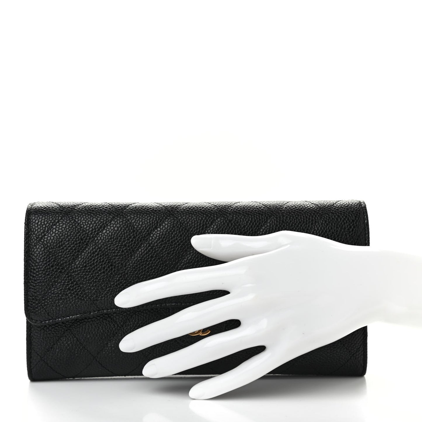 Caviar Quilted Travel Wallet Black
