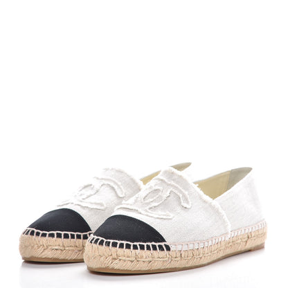 Chanel Linen CC Espadrilles 38 Beige Black 3 of 10