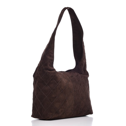 Chanel Suede Stitched Hobo Brown 3 of 10