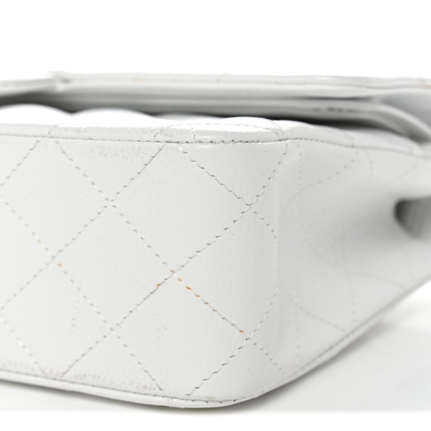 Caviar Quilted Medium Double Flap White