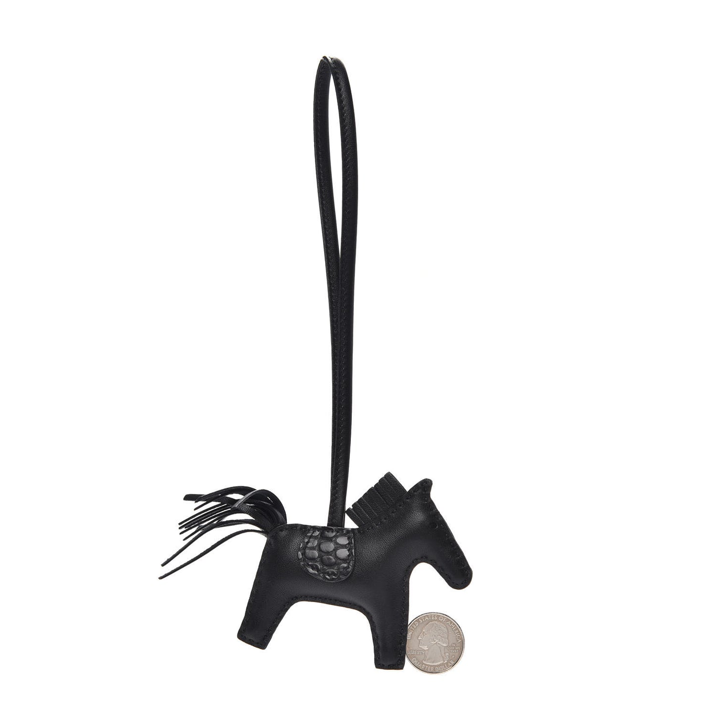 Milo Lambskin Matte Alligator Touch Grigri Rodeo Horse Bag Charm PM So Black