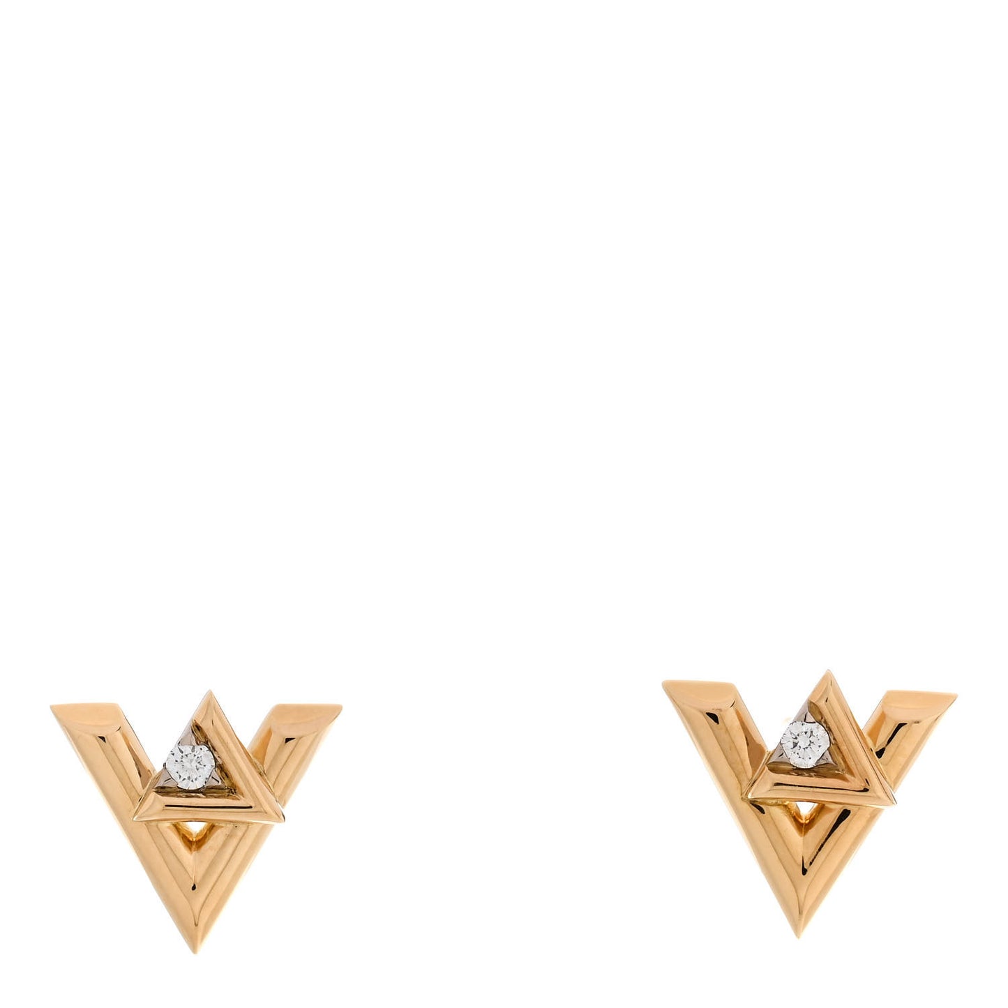 18K Yellow Gold Diamond LV Volt Stud Earrings