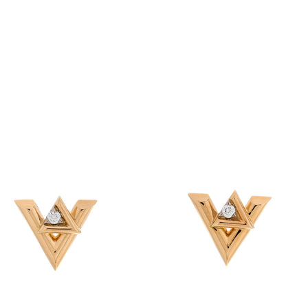 Louis Vuitton 18K Yellow Gold Diamond LV Volt Stud Earrings 1 of 5