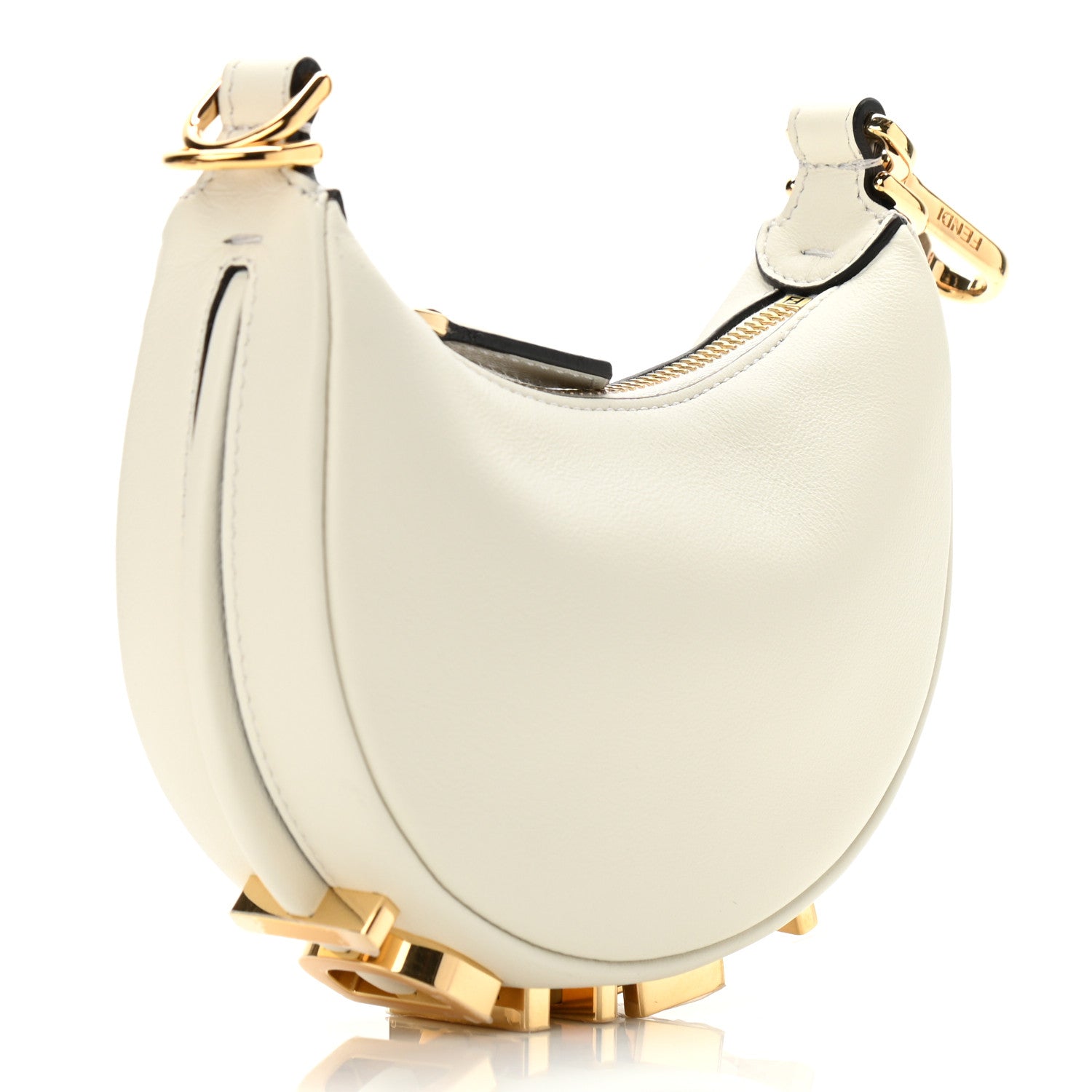 Fendi Vitello Grace Matte Nano Fendigraphy Hobo Charm White Ice 2 of 9