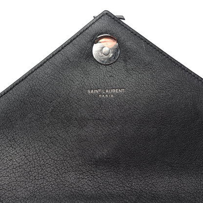 Saint Laurent Sheepskin Matelasse Chevron Monogram Monochrome Medium College Bag Black 6 of 11