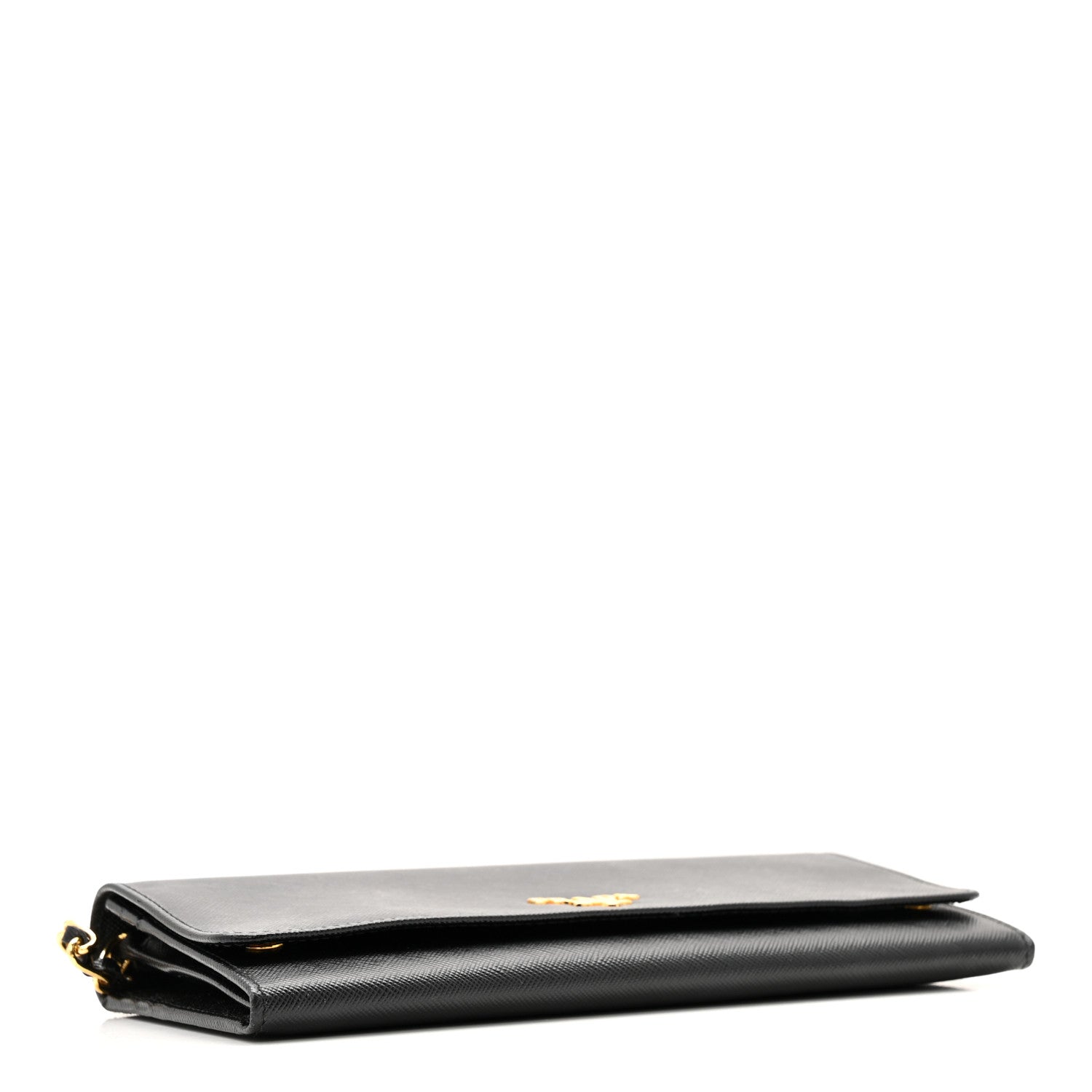 Prada Saffiano Metal Oro Chain Wallet Black 4 of 14