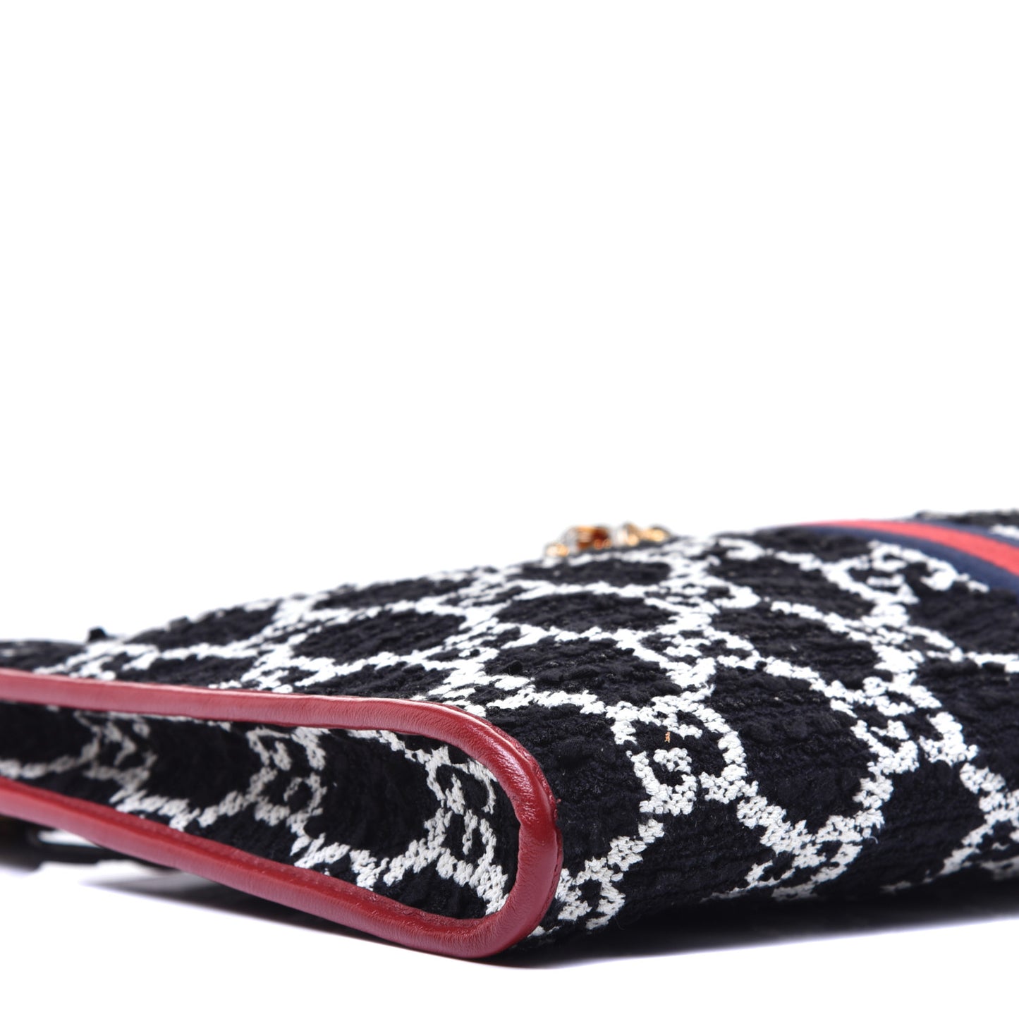 Tweed GG Monogram Large Rajah Chain Tote Romantic Cherry Black White