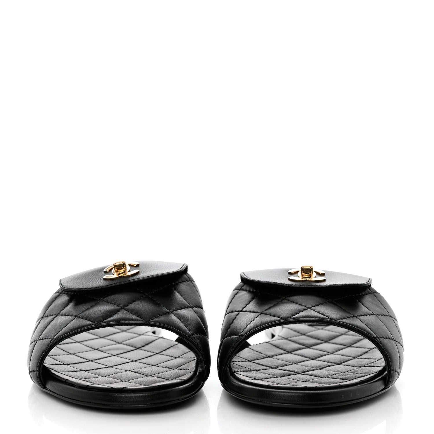 Chanel Lambskin Quilted CC Turnlock Sandals 41 Black 2 of 10