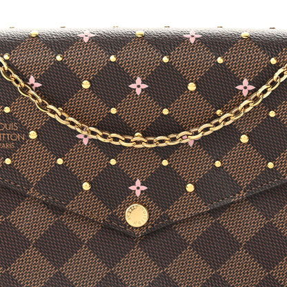 Louis Vuitton Damier Ebene Studded Pochette Felicie Chain Wallet 8 of 10