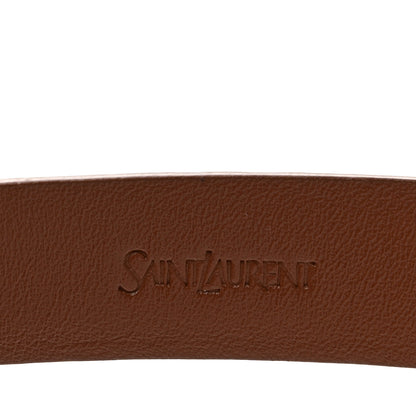 Saint Laurent Calfskin Crocodile Embossed Monogram Buckle Belt 75 30 Vegetable Brown 5 of 6