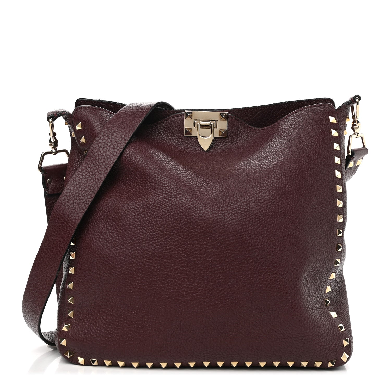Valentino Garavani Pebbled Calfskin Large Rockstud Flip-Lock Messenger Bag Vinaccia 1 of 13
