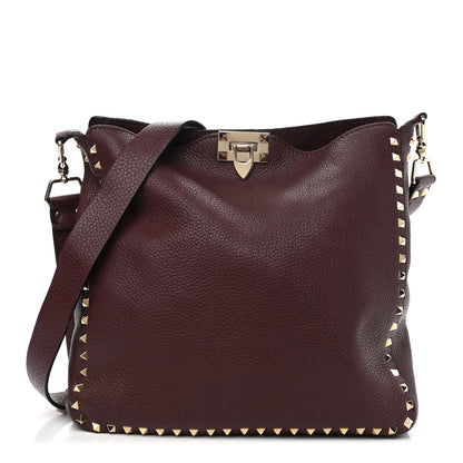 Valentino Garavani Pebbled Calfskin Large Rockstud Flip-Lock Messenger Bag Vinaccia 1 of 13