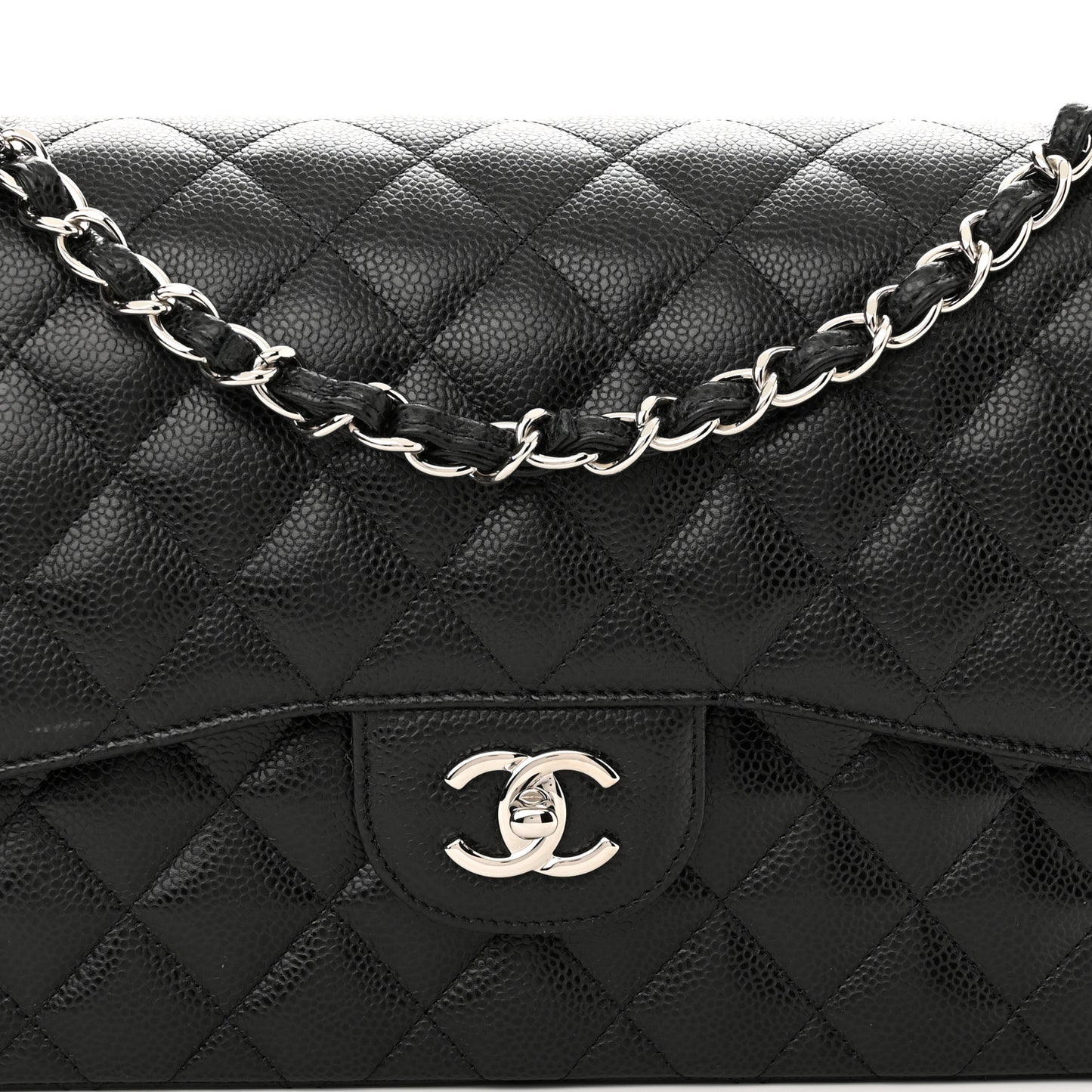 Caviar Quilted Jumbo Double Flap Black