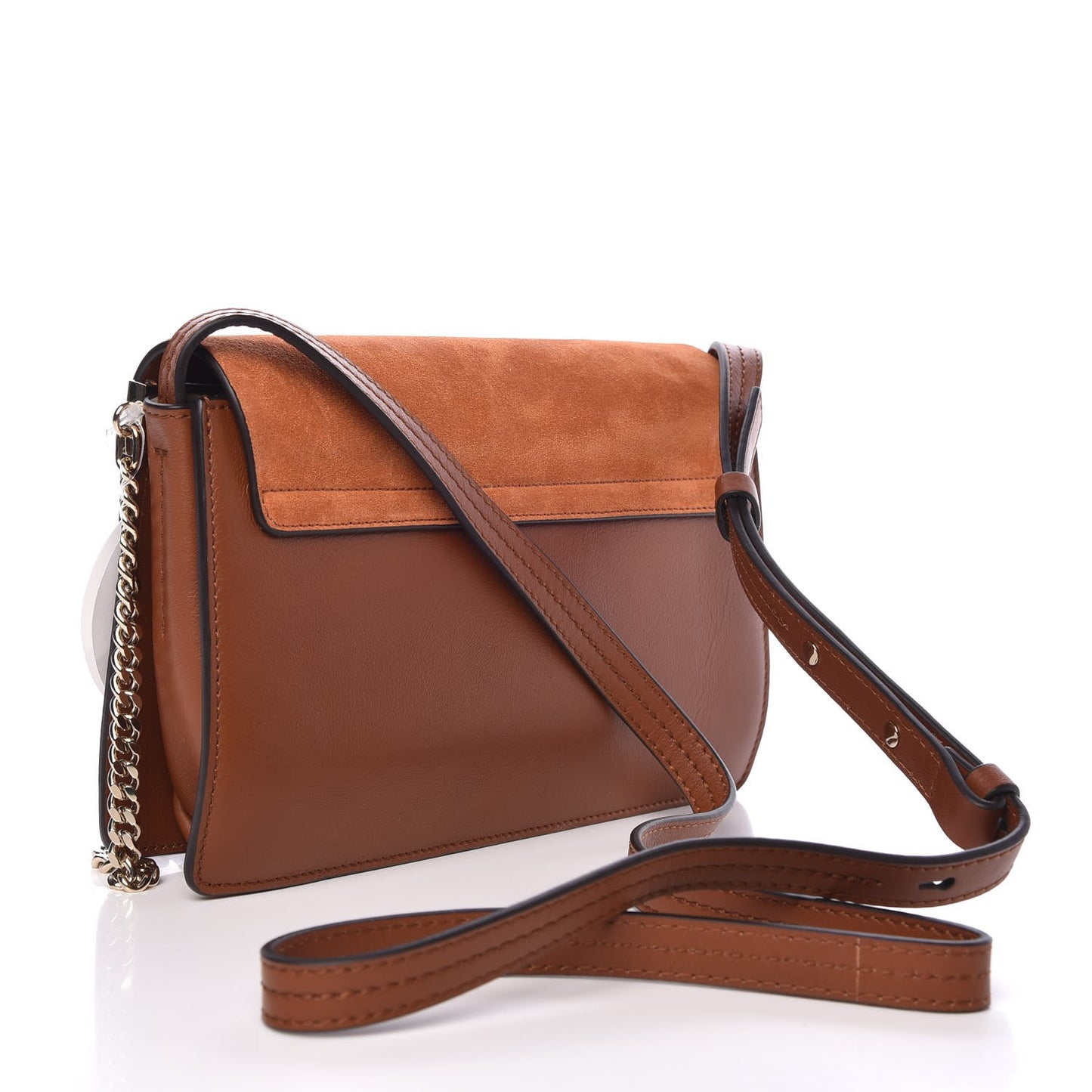 Suede Calfskin Small Faye Shoulder Bag Tobacco