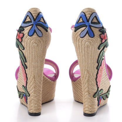 Gucci Kid Scamosciato Ophelia Espadrille Platform Wedge Sandals 38.5 Rododendro 6 of 10
