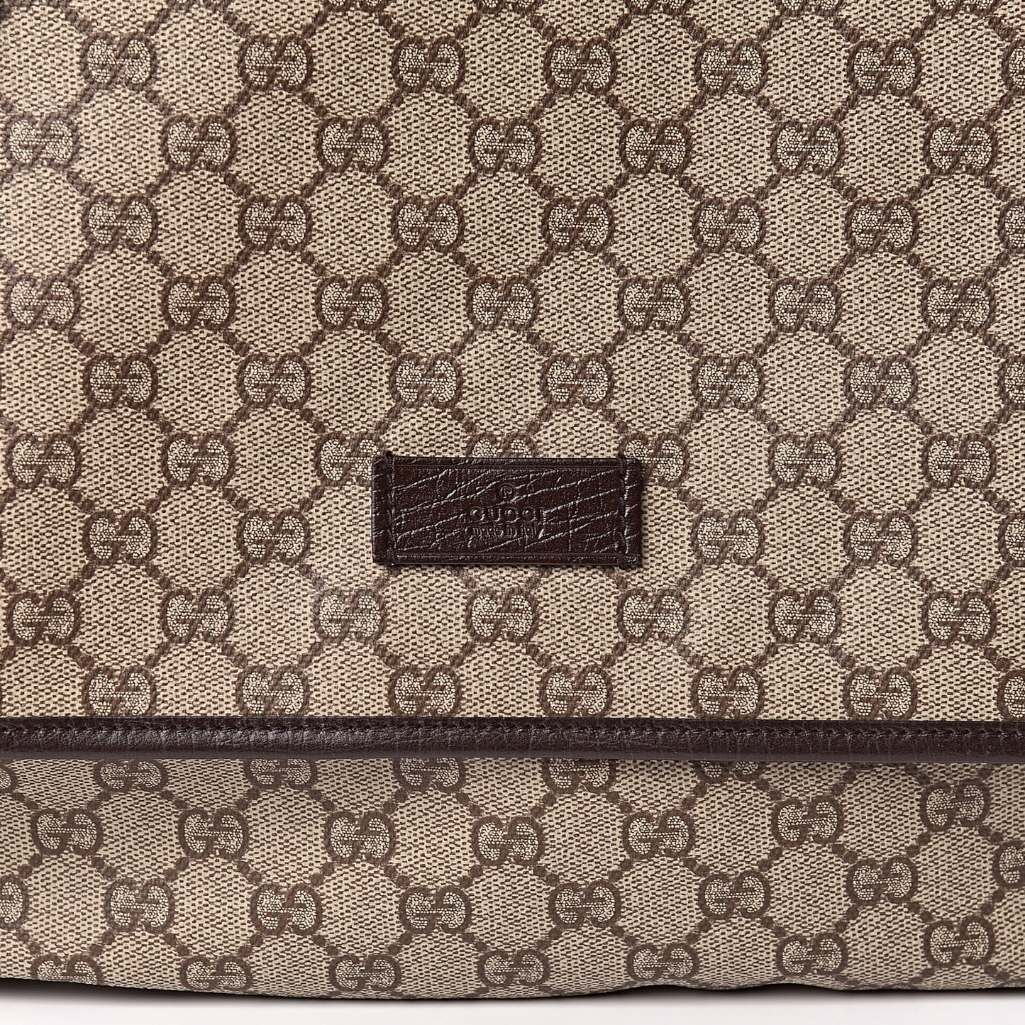 GG Plus Monogram Web Large Flap Messenger Bag Beige Dark Brown
