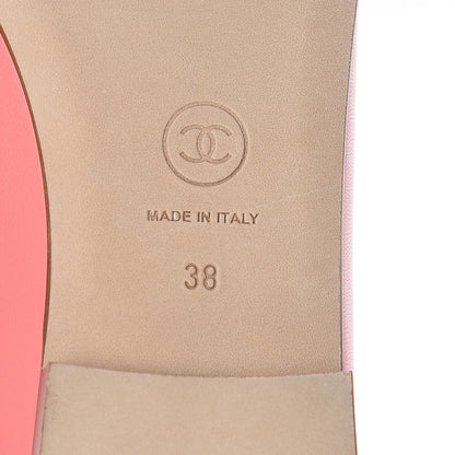 Chanel Goatskin Cap Toe CC Ballerina Flats 38 Pink 6 of 12