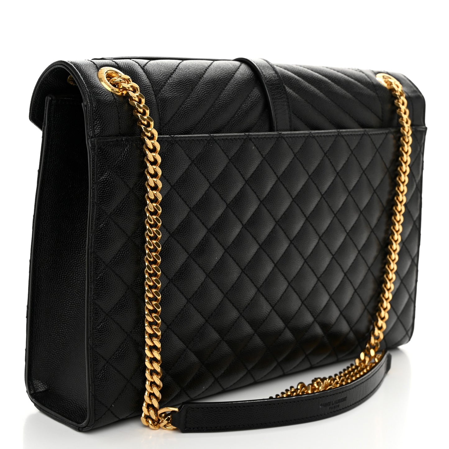 Grain De Poudre Textured Mixed Matelasse Large Triquilt Monogram Satchel Black