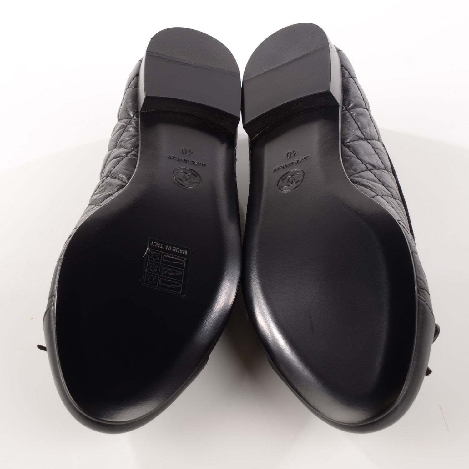 Chanel Aged Calfskin Quilted Cap Toe Ballerina Flats 40 Black 7 of 25