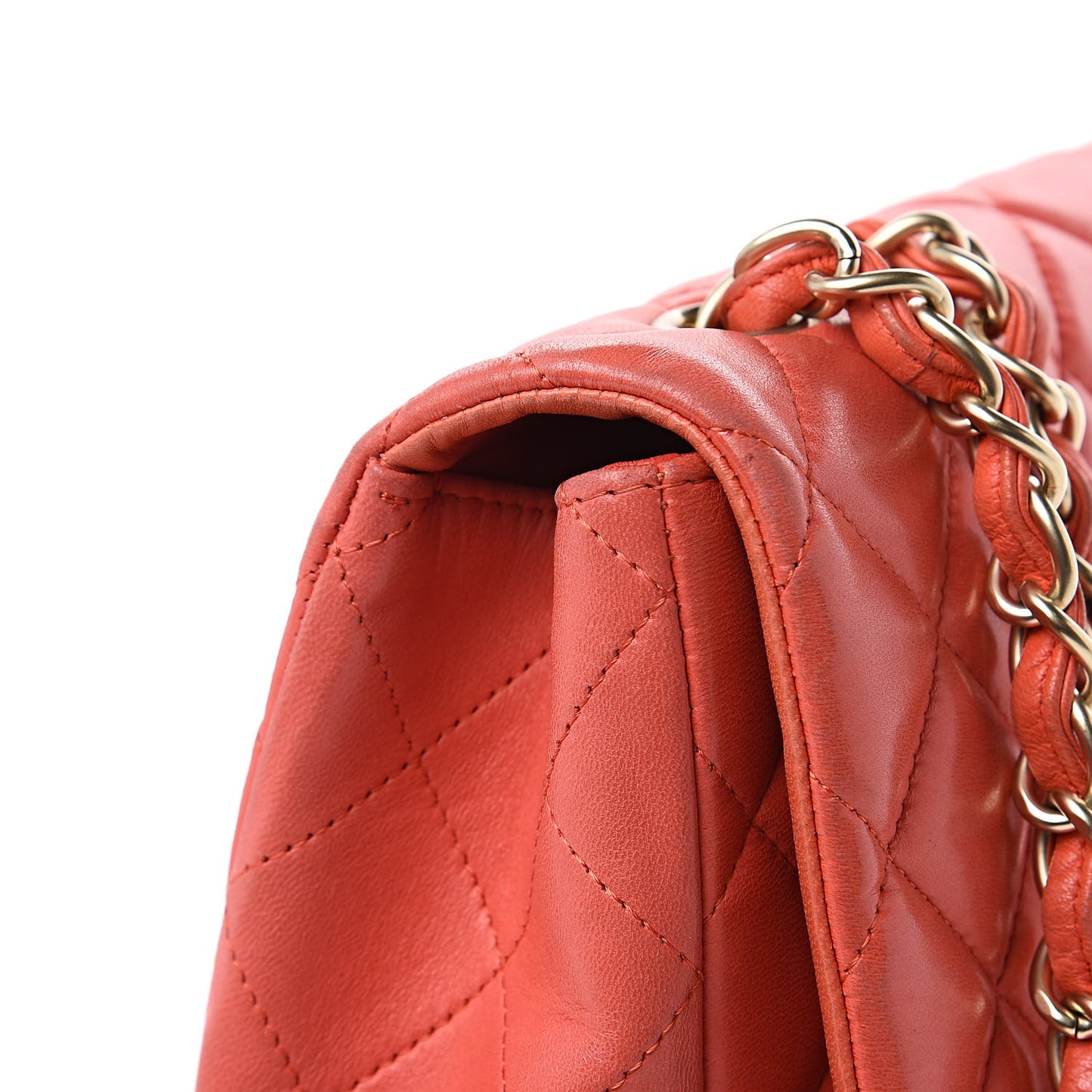 Lambskin Quilted Jumbo Single Flap Coral
