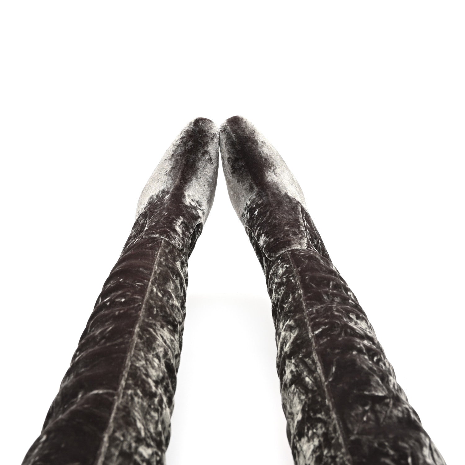 Saint Laurent Velvet Ella Knee High Boots 39.5 Bella Green 2 of 8
