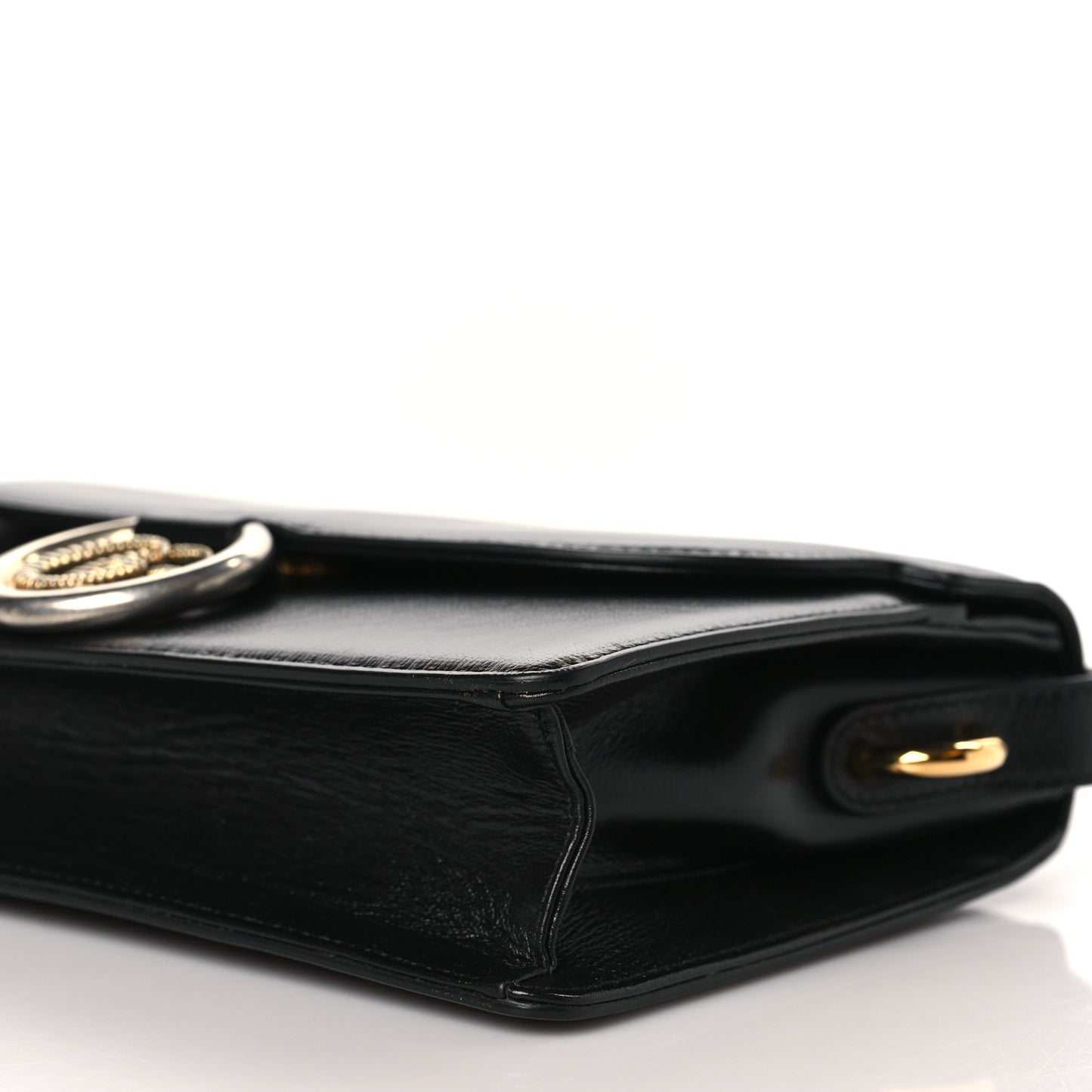 Textured Calfskin Small Torchon GG Ring Shoulder Bag Black