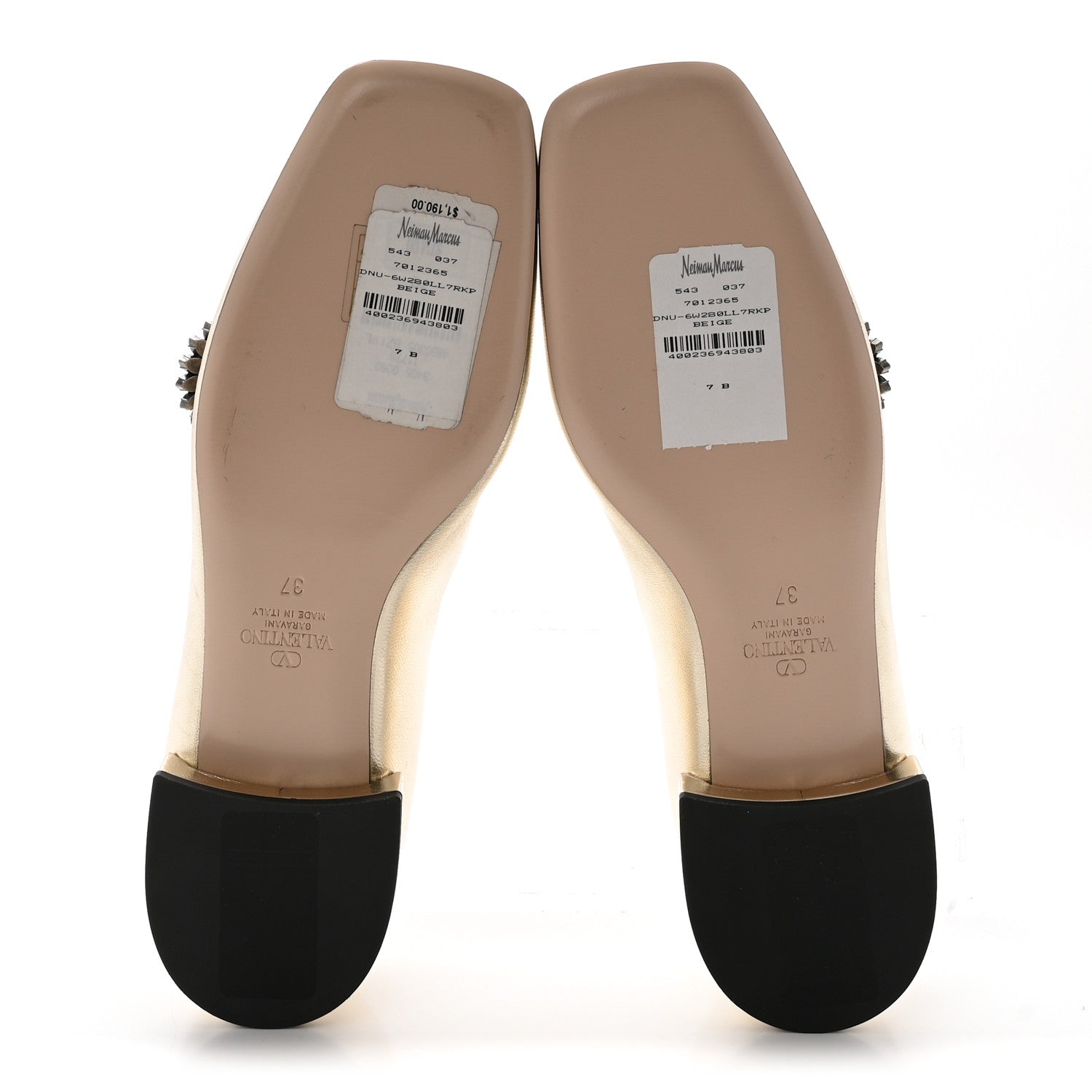 Valentino Garavani Metallic Kidskin Jewel Button Mary Jane Flats 37 Gold Pink 6 of 10