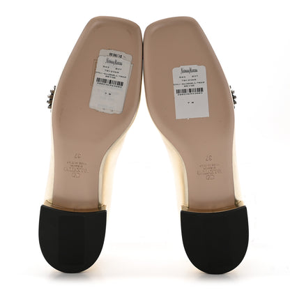 Valentino Garavani Metallic Kidskin Jewel Button Mary Jane Flats 37 Gold Pink 6 of 10