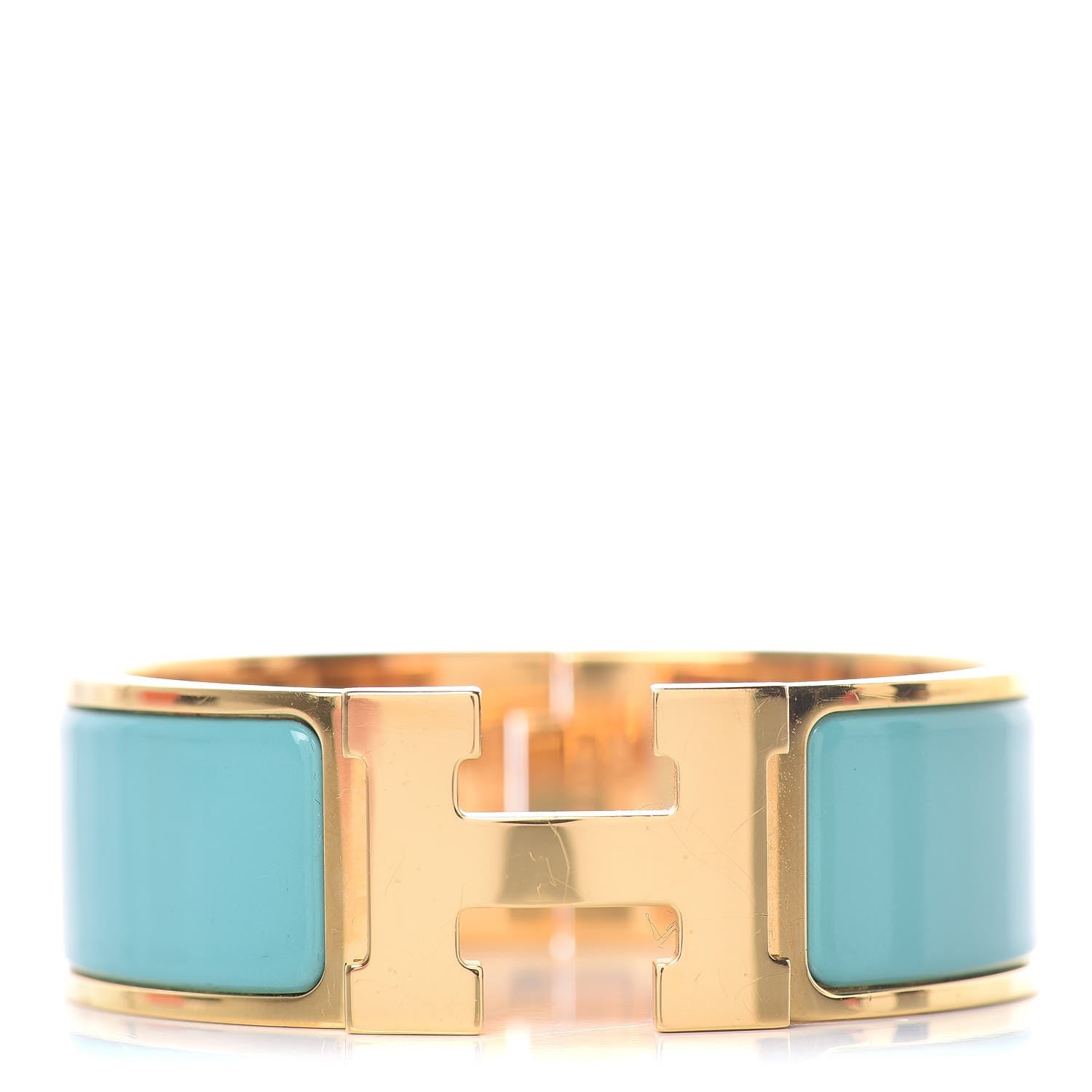 Hermes Enamel Wide Clic Clac H Bracelet PM Bleu Atoll 1 of 8