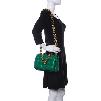 Bottega Veneta Lambskin Maxi Intreccio Padded Chain Cassette Crossbody Bag Racing Green 2 of 12